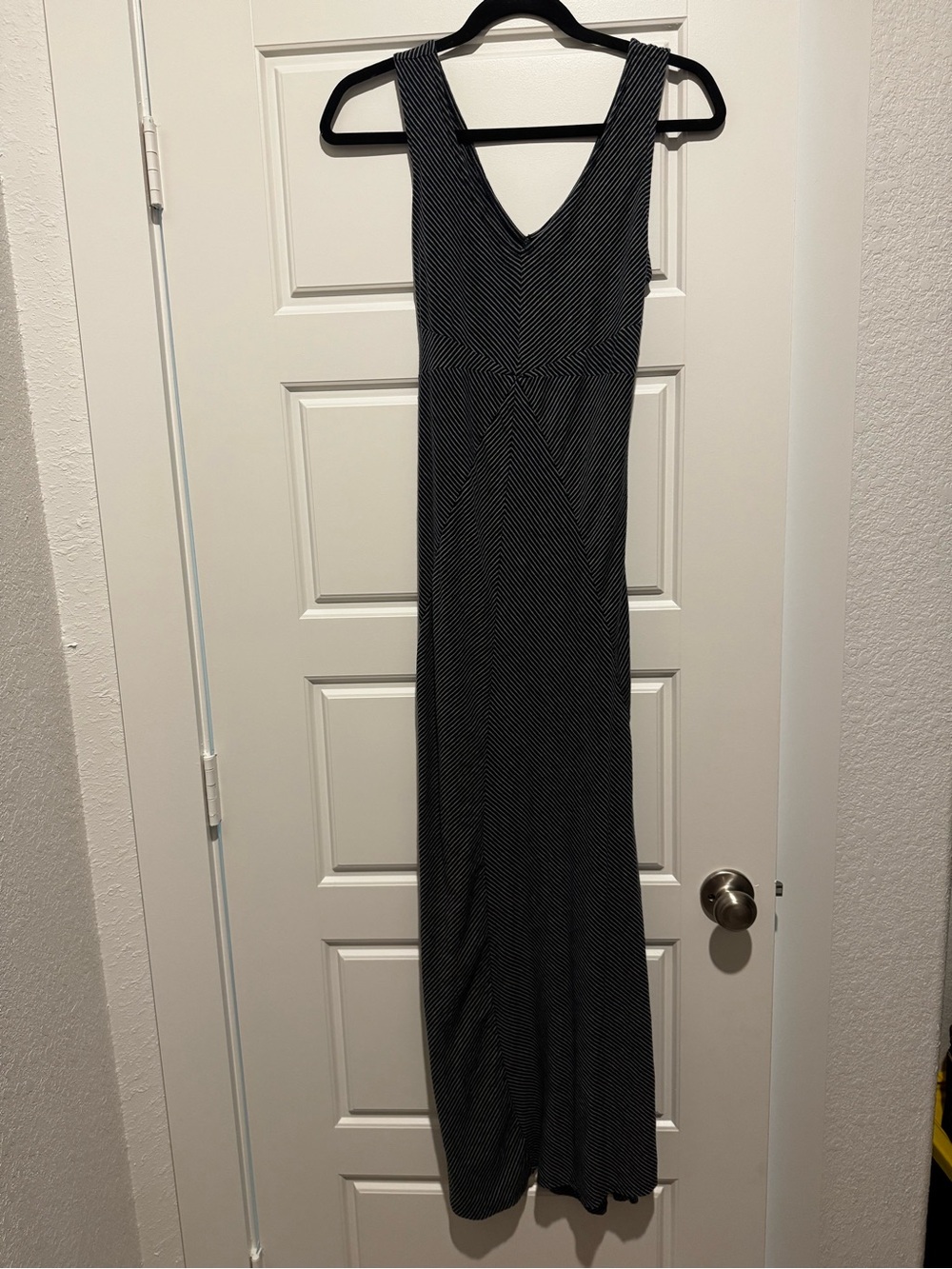 Motherhood Maternity Black & White Striped V-Neck Maxi Dress